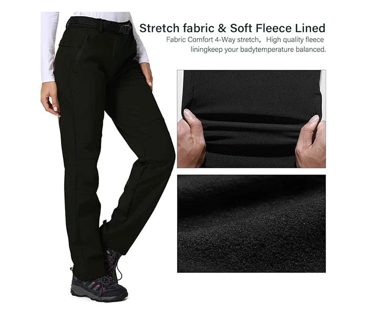 Women Winter Ski Trekking Pants Hiking Snow Autumn Outdoor Soft Shell Thick Cloth Keep Warm Windproof Warm Camping Trousers