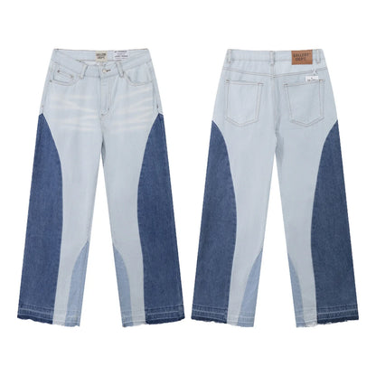 Denim Bell-bottoms Washed And Worn Patchwork Jeans