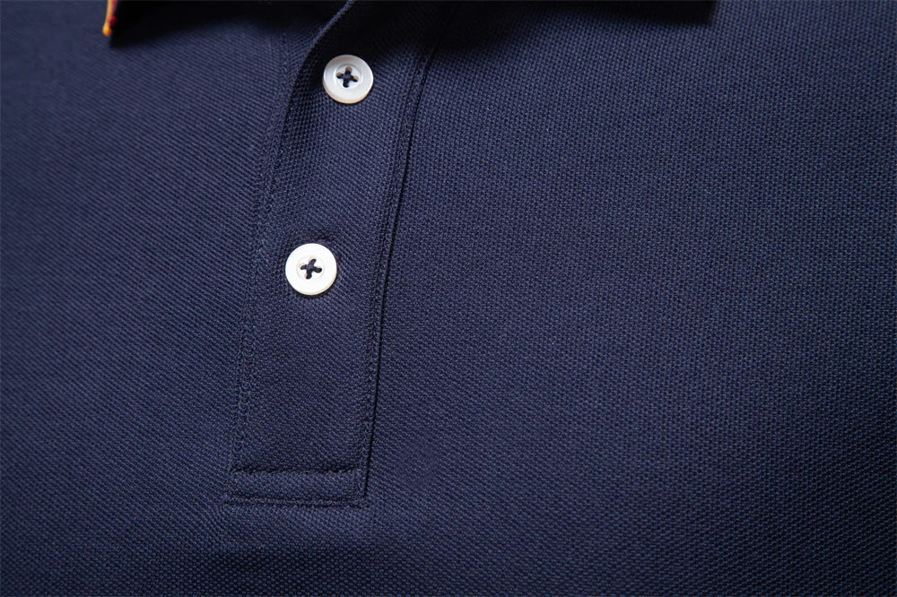 2025 New Men's Mock Neck Polo Shirts for Men Cotton Solid Color Long Sleeve Polo Desinger Social Luxury Touch Male