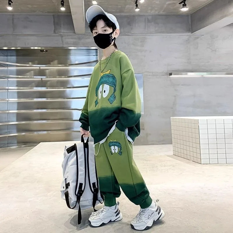 Sportswear Set Cartoon Print Sweatshirt Clothes for Boys Children's Clothing Boy Top Bottom Men's Sets Child Winter Kids Autumn