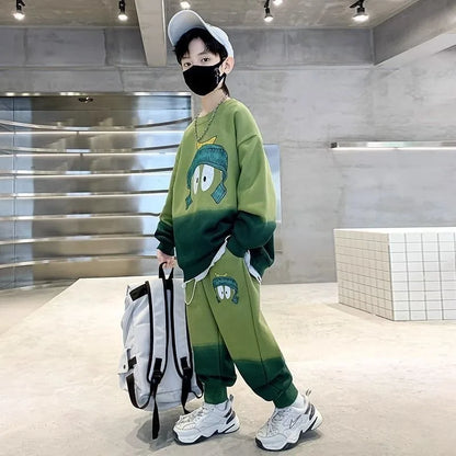 Sportswear Set Cartoon Print Sweatshirt Clothes for Boys Children's Clothing Boy Top Bottom Men's Sets Child Winter Kids Autumn