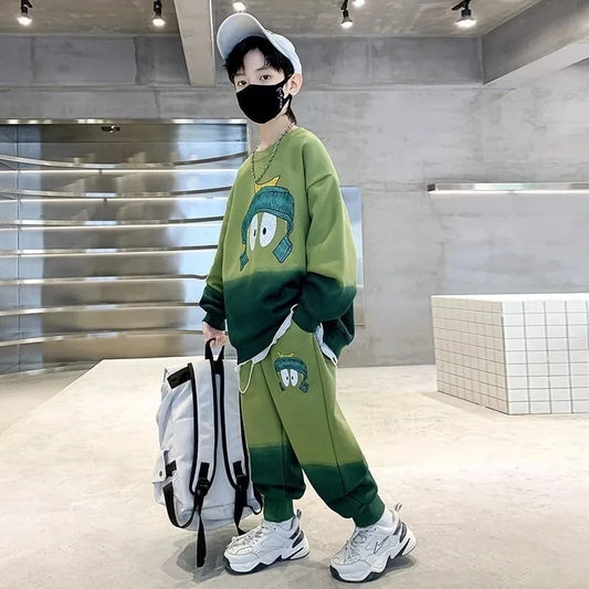 Sportswear Set Cartoon Print Sweatshirt Clothes for Boys Children's Clothing Boy Top Bottom Men's Sets Child Winter Kids Autumn