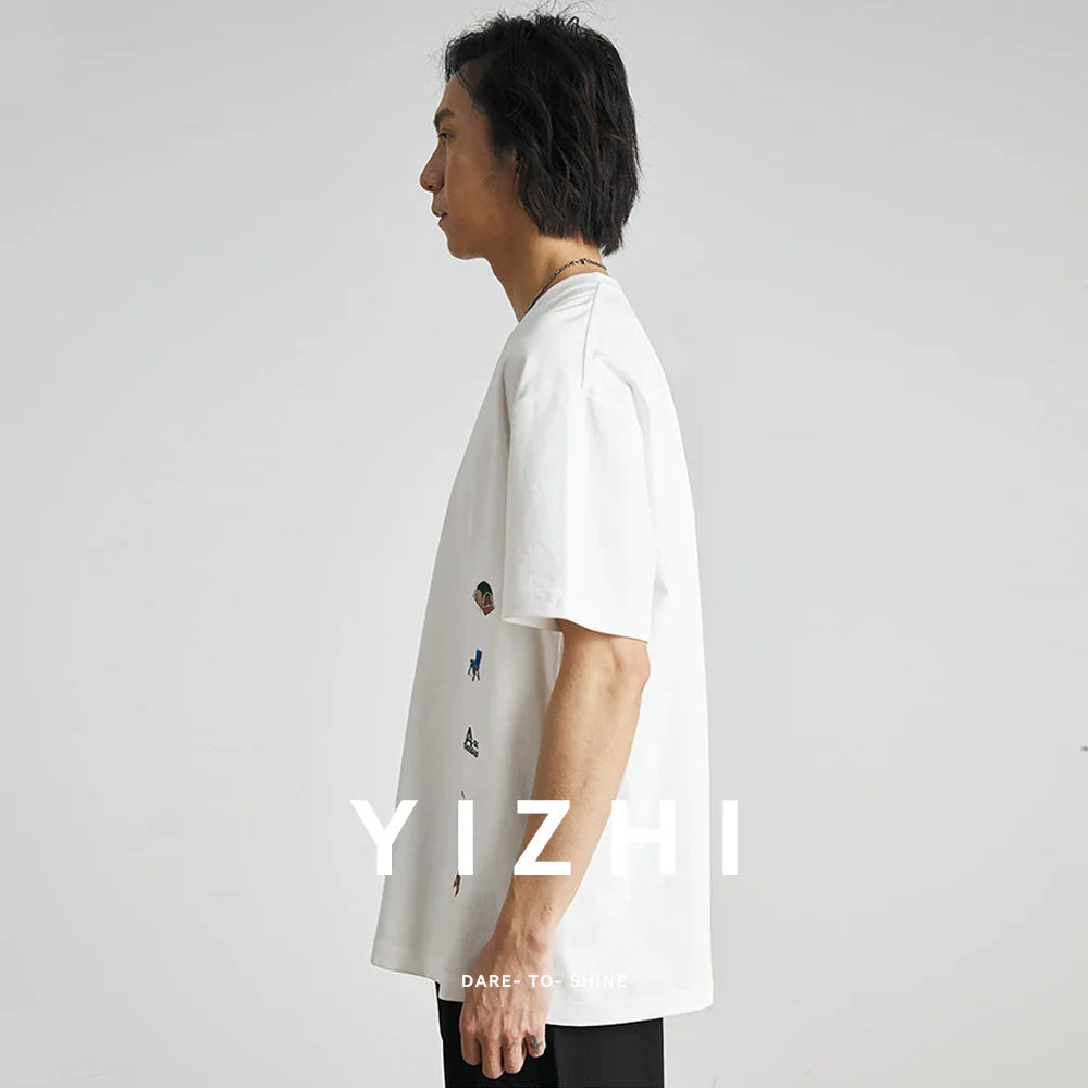 Men's American Retro Short-sleeved T-shirt Men's 2026 Summer New Loose Half-sleeved Embroidered Round Neck Bottoming Shirt