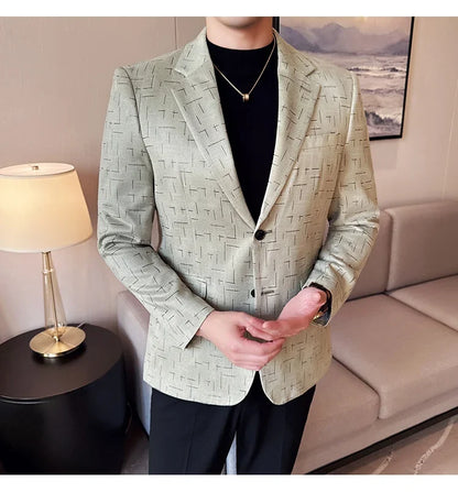 High Quality Jacquard Suit Jacket for Men 2025 Fashion Korean Style Slim Fit Business Casual Wedding Social Dress Coats 4XL-M
