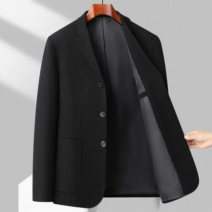 Men's Wool Blazer Herringbone Pattern Casual Business Suit Jacket Comfortable and Stylish Coat