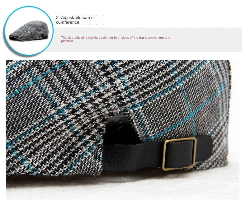 Men's Women's Beret Herringbone Flat Ivy Newsboy Hat Wool Blend Gatsby Cabbie Adjustable Cap