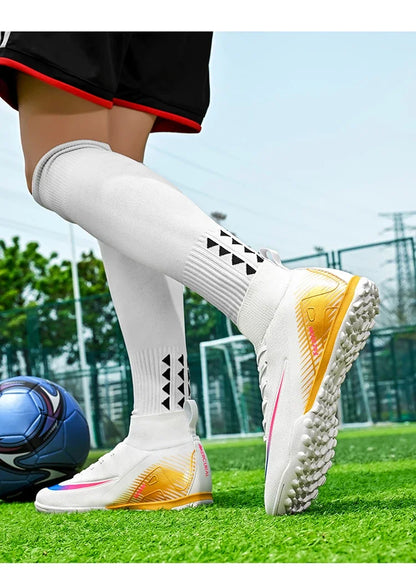 New Men Football Boots Match Long Spikes Soccer Shoes Cleats Boys Comfortable Training Sport Adult Breathable Outdoor Non Slip