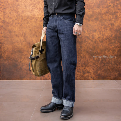 Red Tornado NOIR 18oz Indigo Selvedge Denim Jeans One-wash with Cinch-Back and Arcuate Stitching