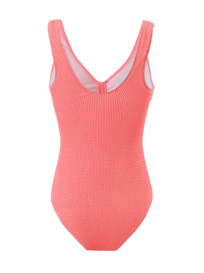 Slim V Neck Swimsuit Women 2025 New One Piece Vacation Swimwear Solid Bodysuit Female Bathers Swimming Monokini Summer Beachwear