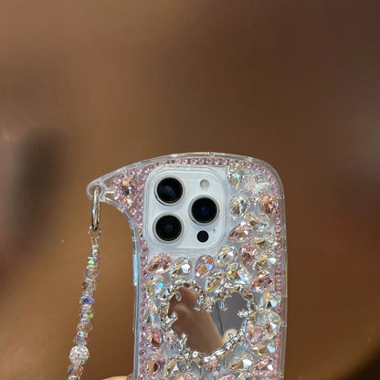 Luxury Bling Rhinestone Hand Bag with Mirror For iphone 17 pro max case 11 12 13 14 15 16 Pro Max Plus Phone Cases For 16 Pro