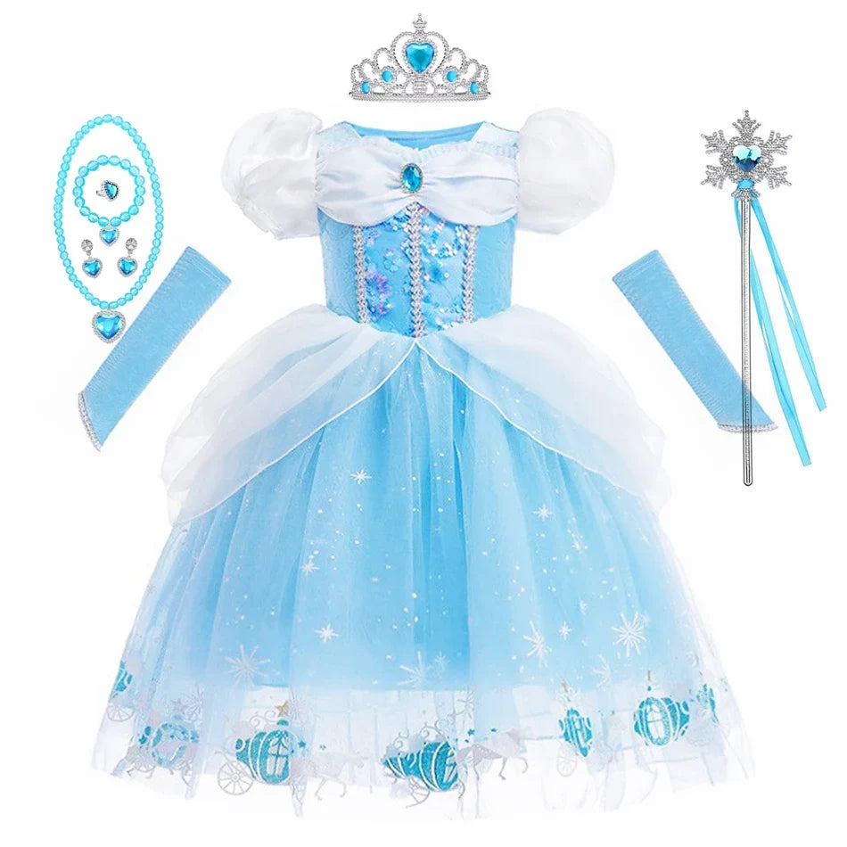 Cinderella Dress Kids Halloween Party Girls Princess Cosplay Costume Dress Up Carnival Christmas Fancy Children Clothing