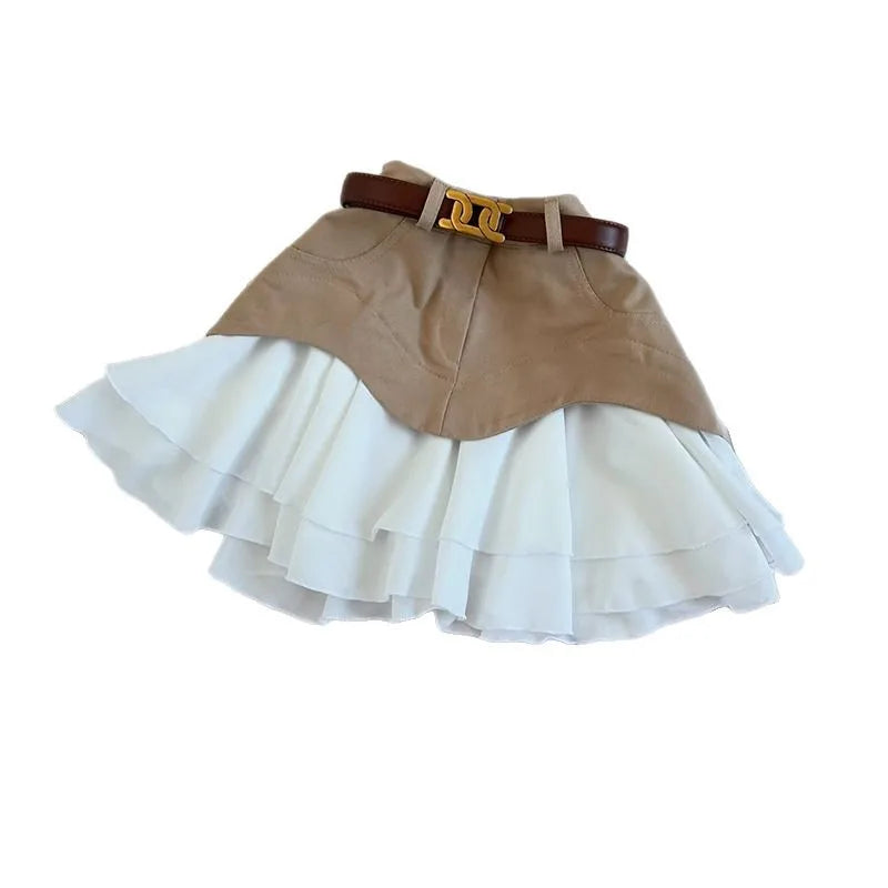 Denim Cake Skirt Women A Line Short Skirts High Waist Ruffles Elegant Splice Y2k Streetwear Party Pleated Slim Fit 2025 Spring