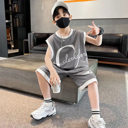 Sports Quick-dry Thin Vest Sets for Boy 2025 Children's Clothing Casual Clothes New Summer Year Old Cotton Set Boy's Outdoor Top
