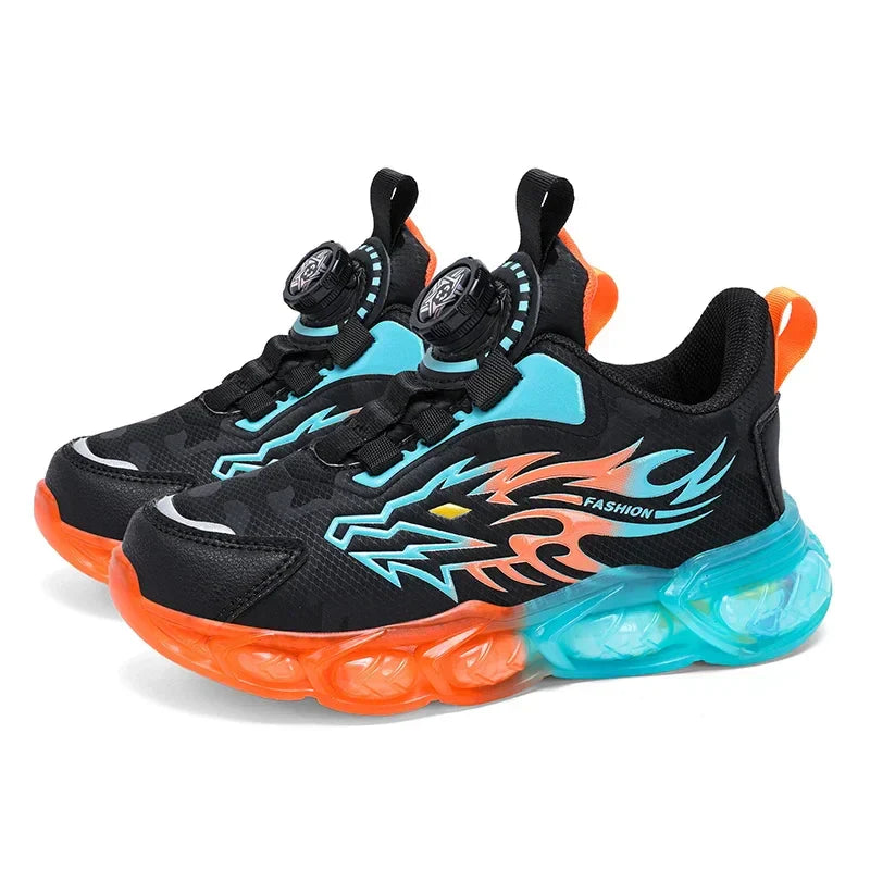 New Anti-skid Leather Kids Sneakers for Boys Running Walking Lightweight Casual Shoes With Fashion Dragon Pattern Shoes