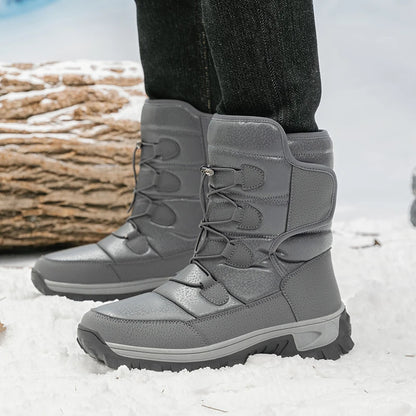 New Warm Men Plush Snow Boots High Top Winter Men's Boots Waterproof Winter Motorcycle Boots Outdoor Anti-Slip Men Hiking Boots