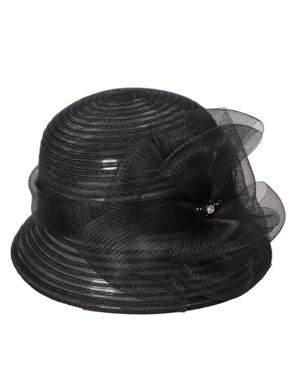 Floral Derby Fascinator Hat & Fedora for Women - Wedding Bridal Church Tea Party Formal Dress Accessories, Floppy Sun Caps