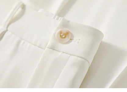 Women's Tailored Trousers Formal Solid High-waist Folds Twill Workwear Pockets Full-length Pants 2026 Spring 151K57704