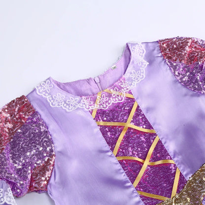 Kids Rapunzel Disney Dress for Princess Girl Tangled Cosplay Costume Halloween Christmas Carnival Birthday Party Fancy Clothes