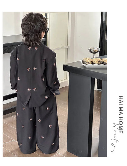 Boys Loose Blazer Jacket Waistcoat Pants Clothes Sets Kids Formal Dress  Suits Casual Child Toddler Party Butterfly Leisure Suit