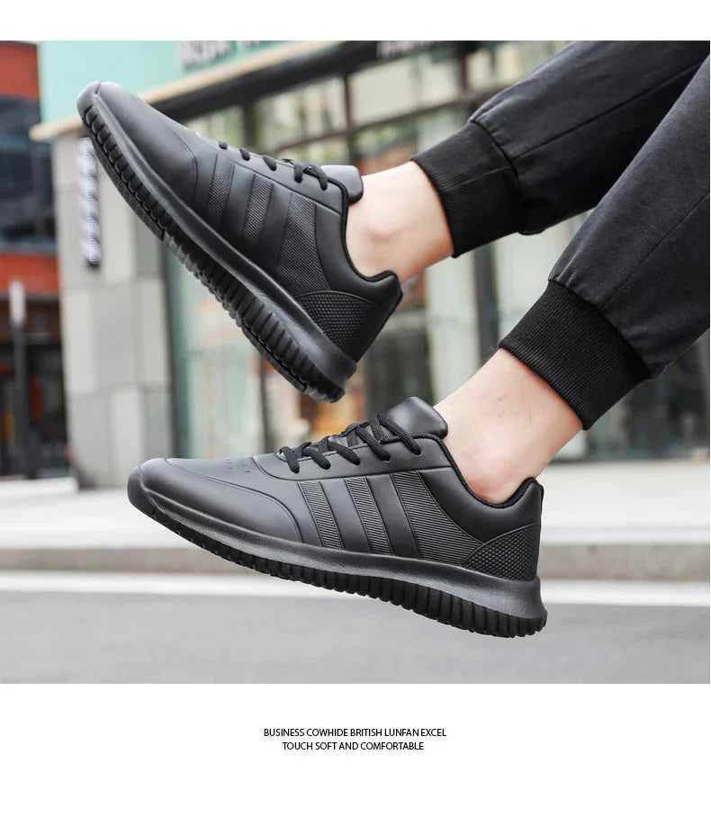 Causal Chef Shoes four Season new Lightweight Soft Sole Comfort Oil proof Men and Women's Chef Business Work Leather Shoe