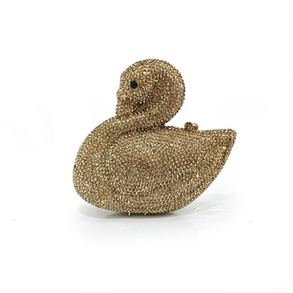 Swan Shaped Crystals Evening Bags New Women Sparkling Rhinestone Metal Clutch Luxury Bridal Purses Wedding Party Handbags