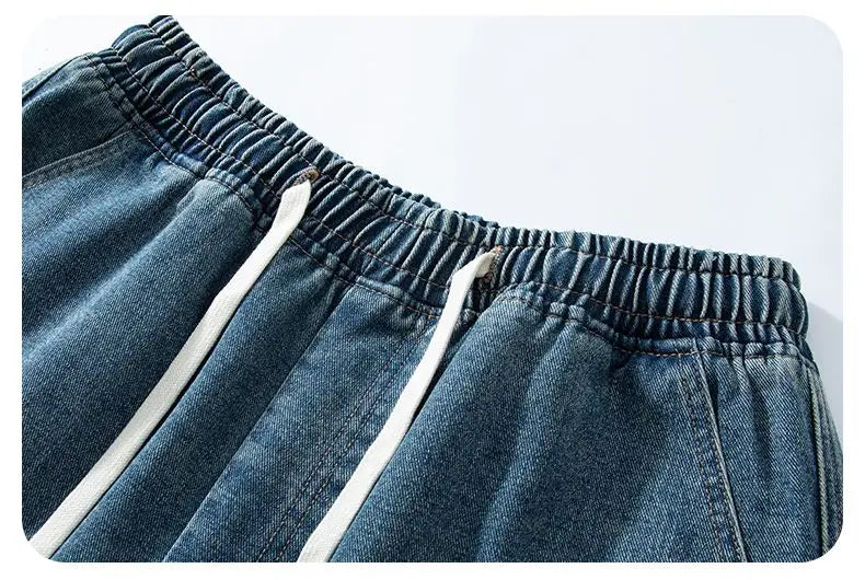 Bermuda Men's Denim Shorts Summer New Fashion Loose Jeans Casual Vintage Drawstring Cargo Short Pants Male Streetwear