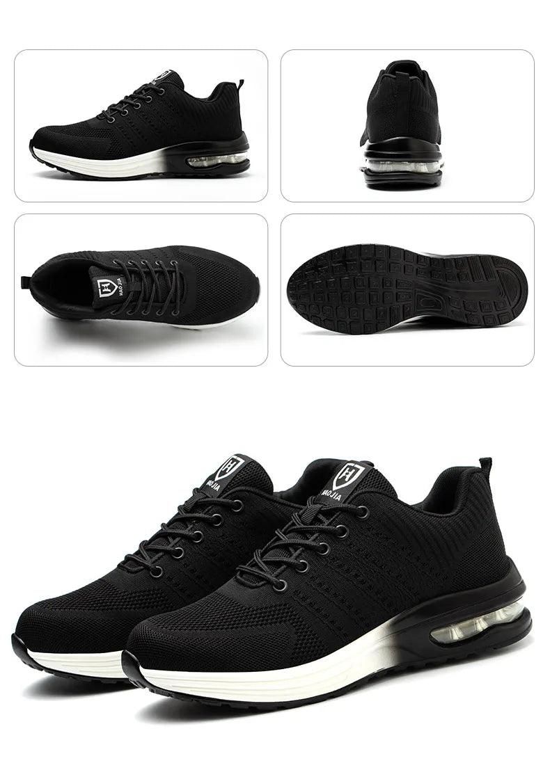 Breathable Men Work Safety Shoes Steel Toe Cap Air Cushion Working Boots Construction Indestructible Work Sneakers Men Shoes
