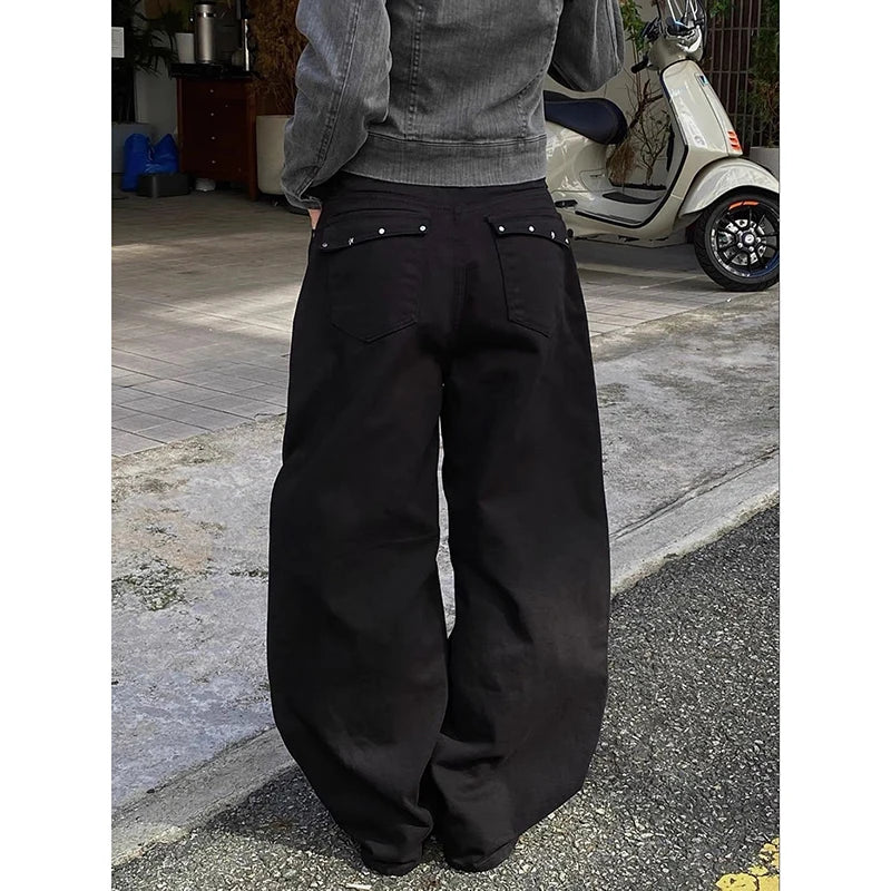Women Baggy Jeans Dark Academia Cyber Punk Designer Harajuku Denim Pants Goblin Core Grunge Wide Fit American Retro Y2K
