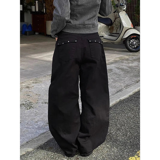 Women Baggy Jeans Dark Academia Cyber Punk Designer Harajuku Denim Pants Goblin Core Grunge Wide Fit American Retro Y2K