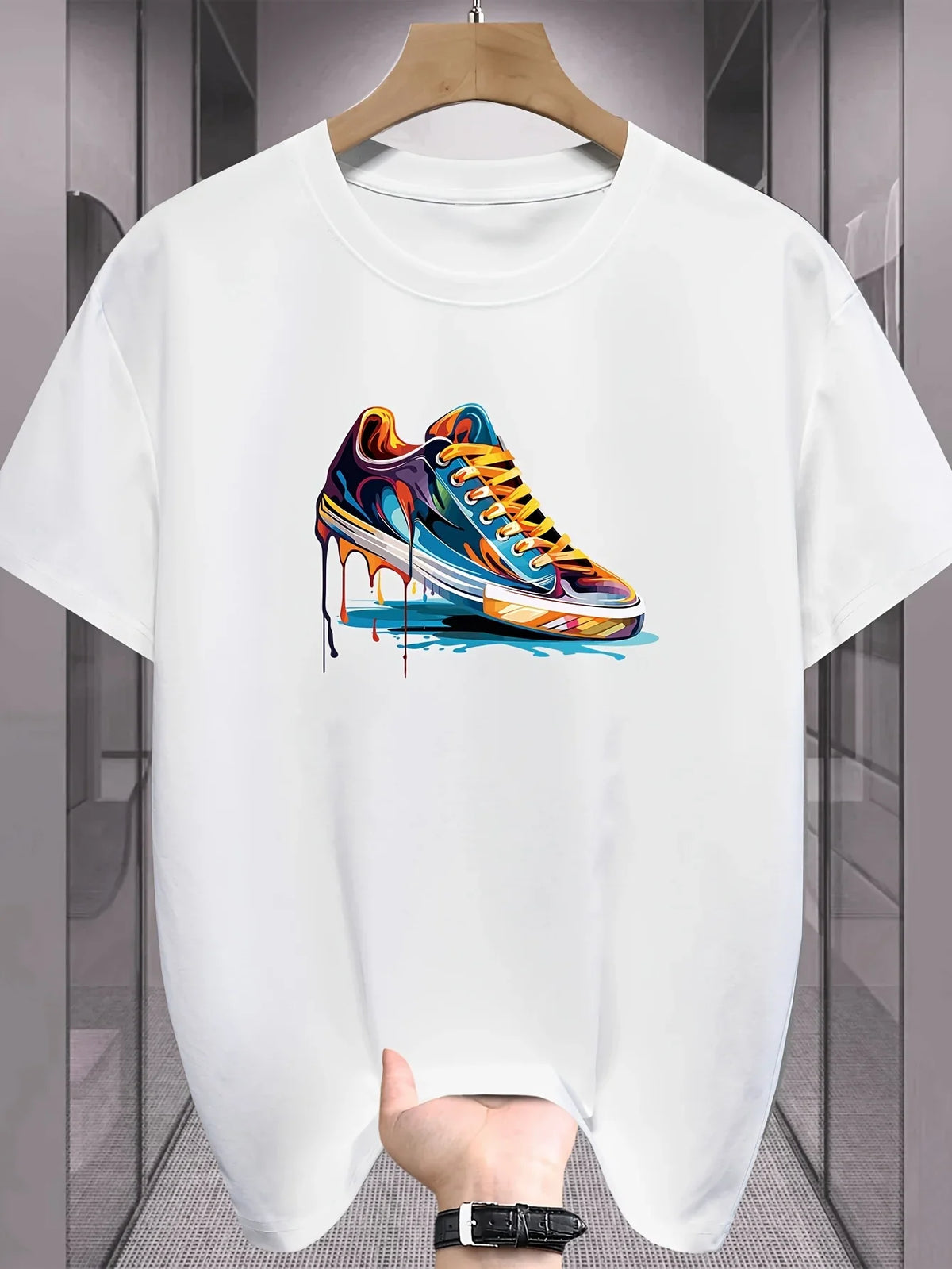 Summer Best Selling Men's 100% Cotton T Shirt Loose Fit Casual Round Neck Short Sleeved T Shirt with Printed Pattern