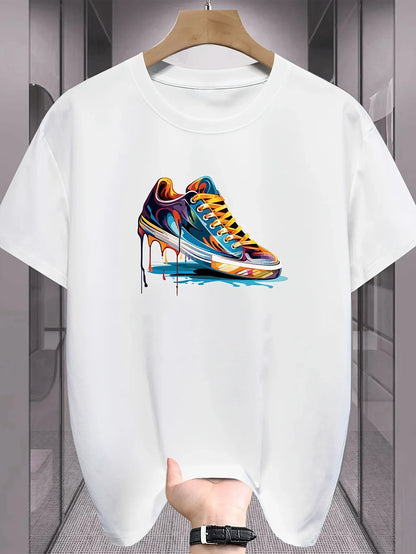 Summer Best Selling Men's 100% Cotton T Shirt Loose Fit Casual Round Neck Short Sleeved T Shirt with Printed Pattern