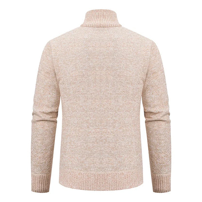 Autumn And Winter New Jersey Men's Casual Sports Coat Solid Color Stand Collar Wweater Grab Fleece Warm Zipper Cardigan