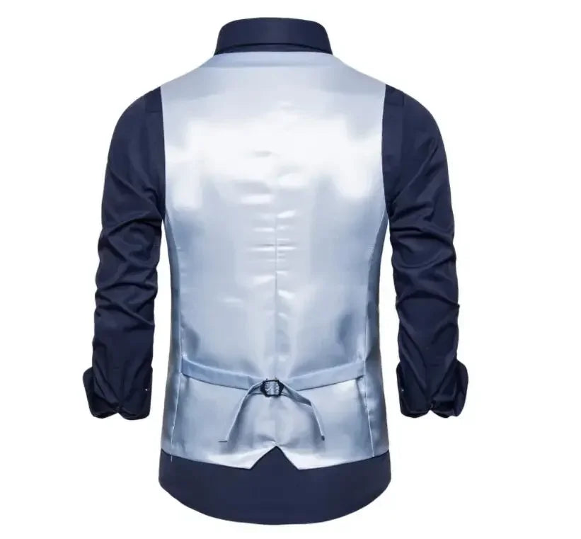Blue Suit Vest, Men's Business Sleeveless Vests Jacket, Asian size S-6XL, Wedding Party Waistcoat, Red Purple Black Gray
