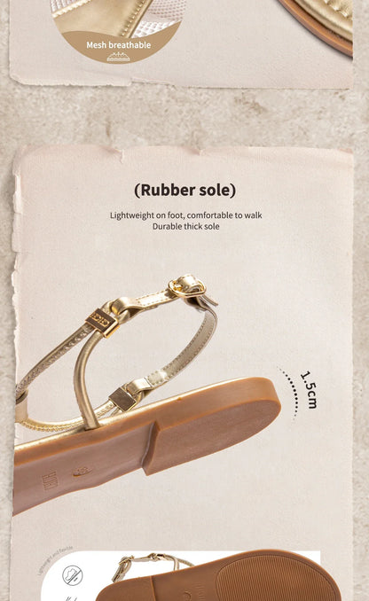 Women's Flat Sandals 2025 Summer Minimalist Toe Beach Shoes Vacation Outdoor