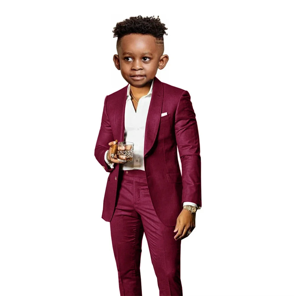 Many Colors Boys Regular Fit Suit Set 2 Pieces Jacket Pants Formal Banquet Outfit Handsome Comfortable Wedding Tuxedo For Kids