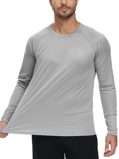 Men UPF 50+ Long Sleeve T-Shirt, Rash Guard Breathable Tops, Pullover Shirt for Sport Fishing Hiking Running Beach Surfing