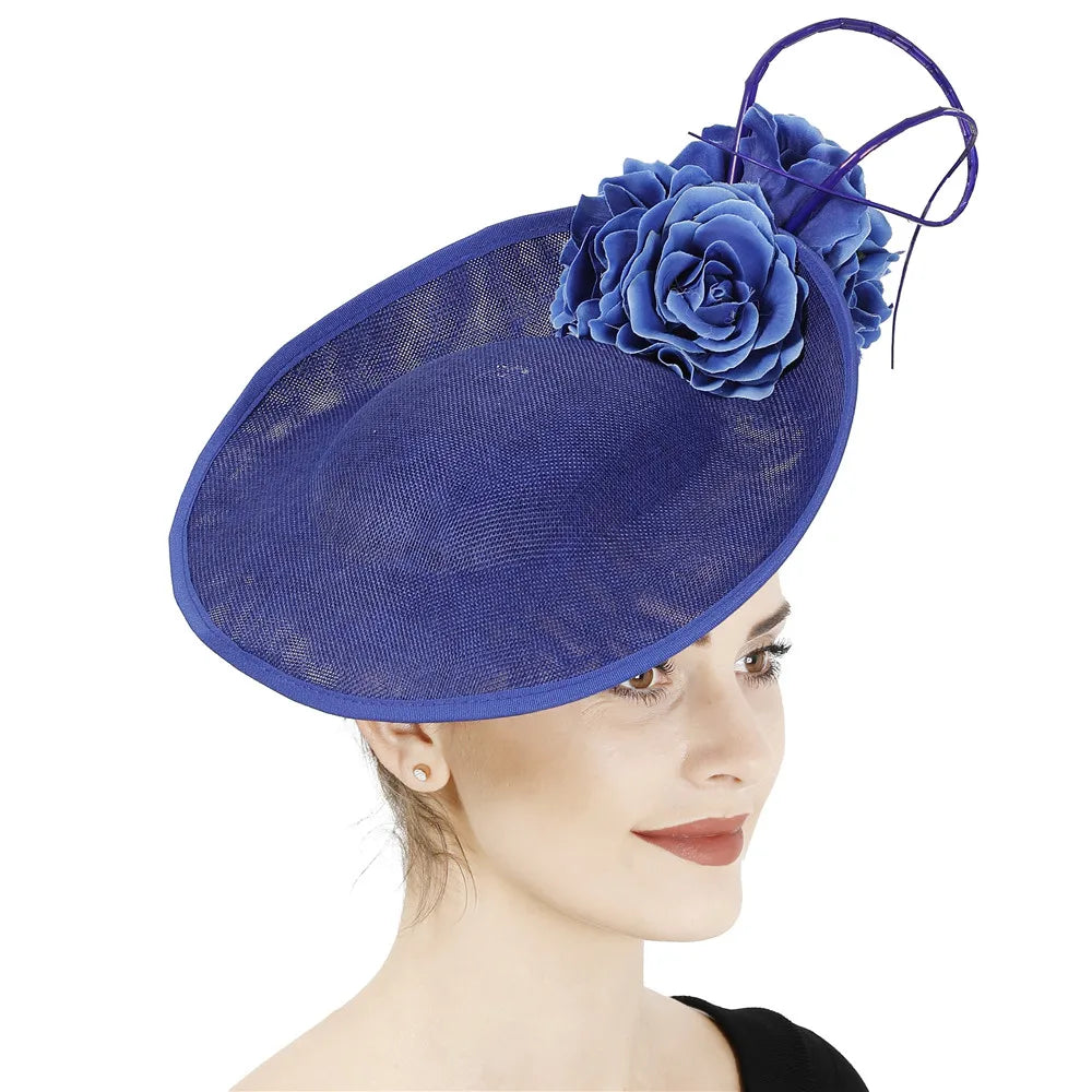 Gorgeous Formal Dress Wedding Fedora Cap Women Big Derby Headpiece Flower Fashion Fasinator Hat Handmade Occasion Millinery Cap