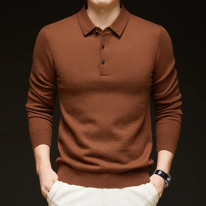 Fashion Autumn And Winter New Cashmere Sweater Men's High Quality Pullover Casual Loose POLO Knitted Bottom Shirt Jacket Shirt