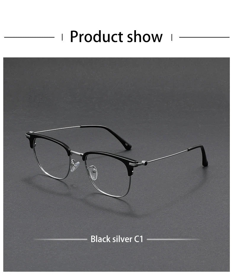 Fashion Vintage Teal Pure Titanium Eyeglasses Men and Women Computer Blue Blocking Myopia Customizable Prescription D8060