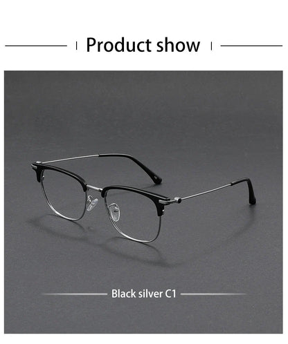 Fashion Vintage Teal Pure Titanium Eyeglasses Men and Women Computer Blue Blocking Myopia Customizable Prescription D8060