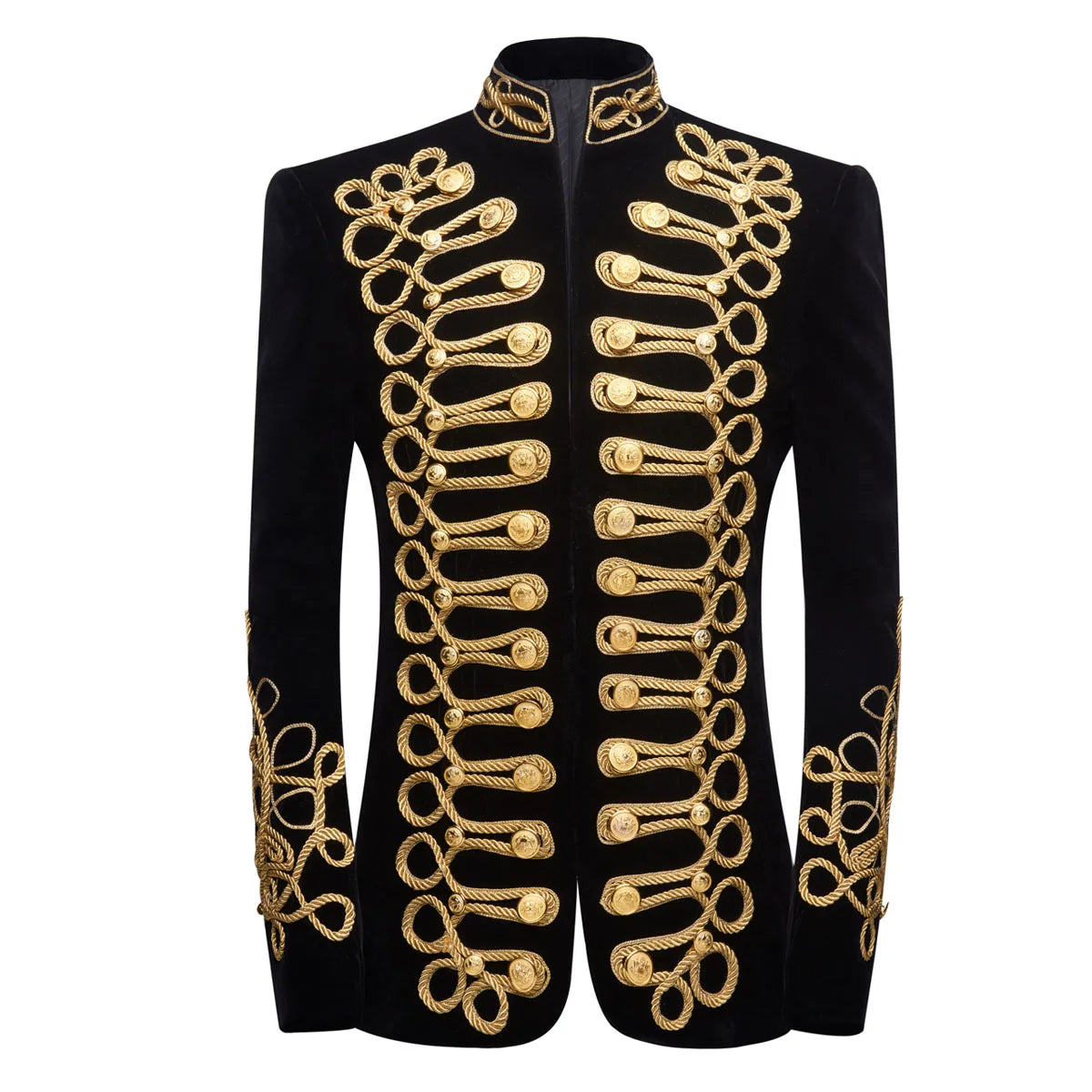 European and American Size Rope Button Three-dimensional Men's Ball Performance Court Dress Noble Retro Velvet Suit Blazer
