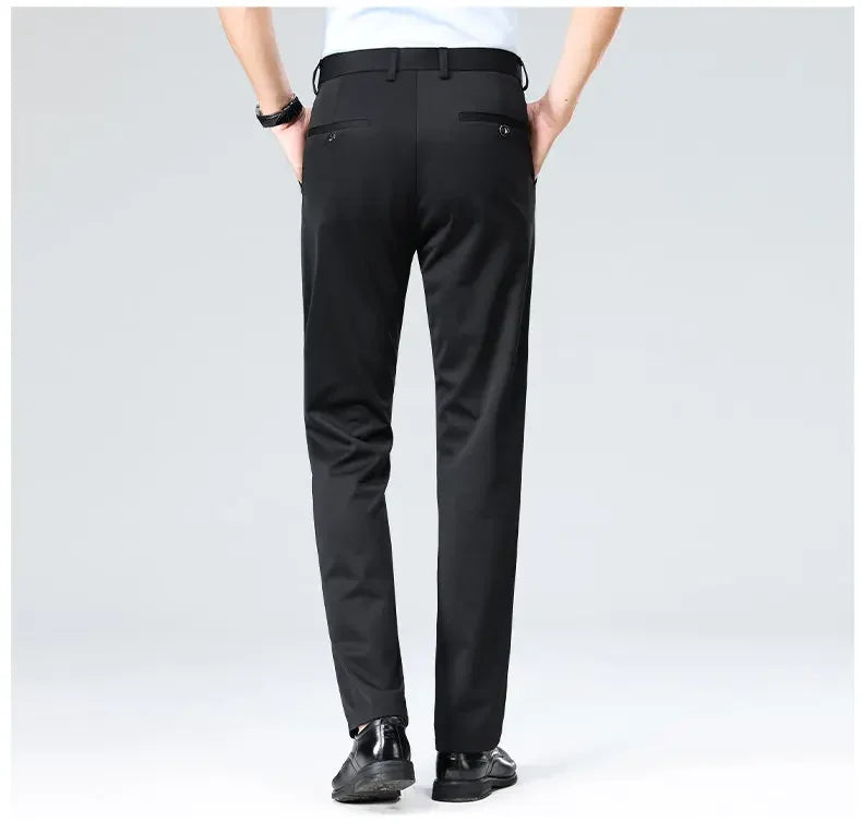 Men's Stretchy Casual Pants Business Suit Pants Spring Summer Breathable Dress Pants Full Length Homme Work Trousers
