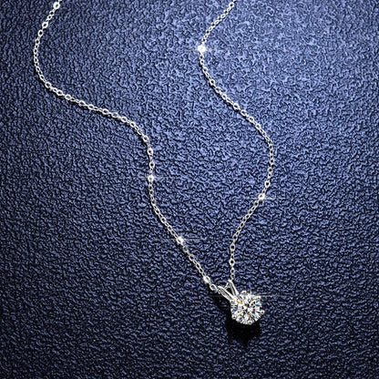 Women's Neck Chain 100% Real 14k Gold Moissanite Diamond Pendant Necklaces for Girl Wedding Engagement Valentines Gifts Jewelry