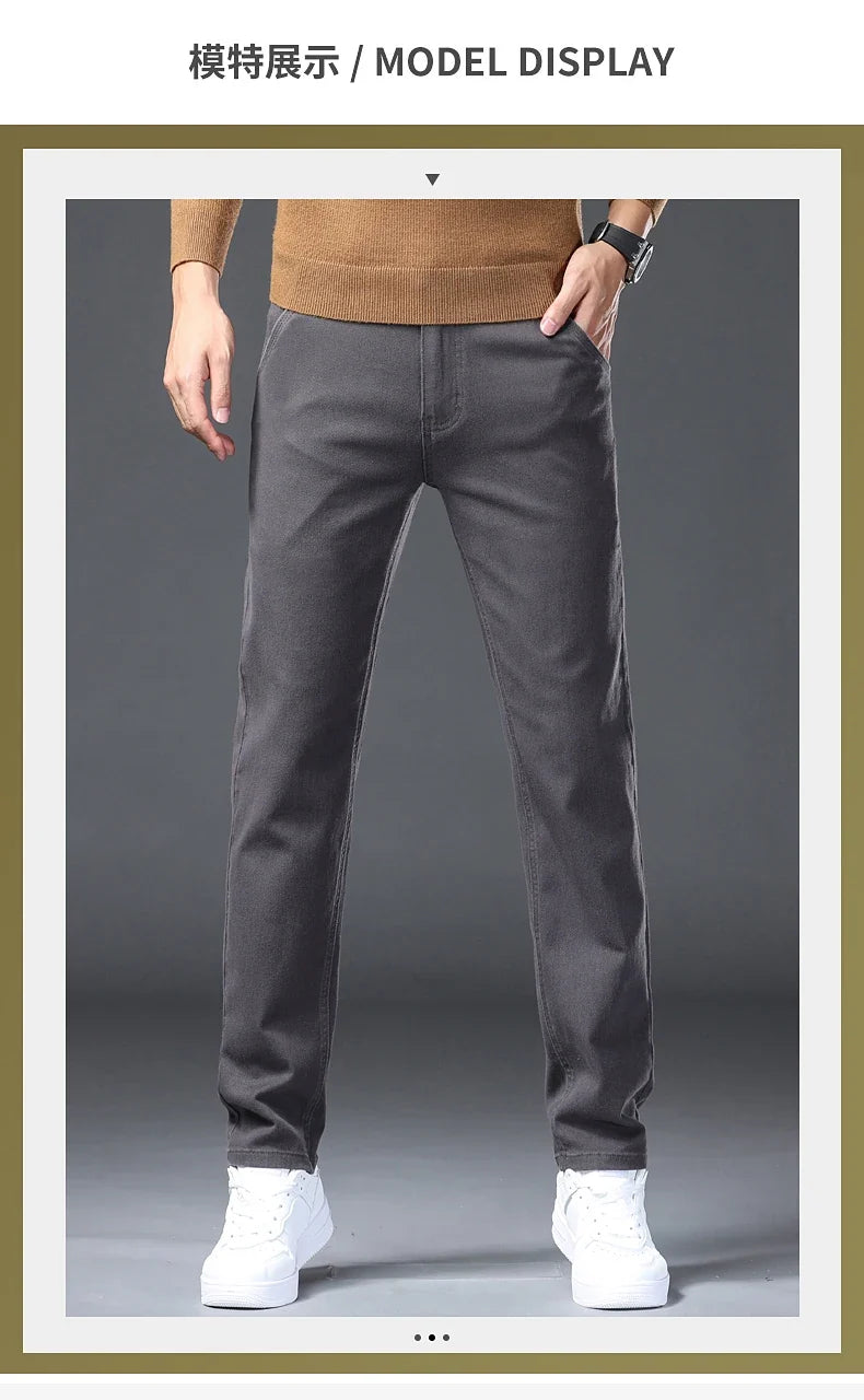 Classic Style 3 Colors Autumn Men's Slim Brown Jeans High Quality Business Casual High Stretch Denim Pants Male Brand Trousers