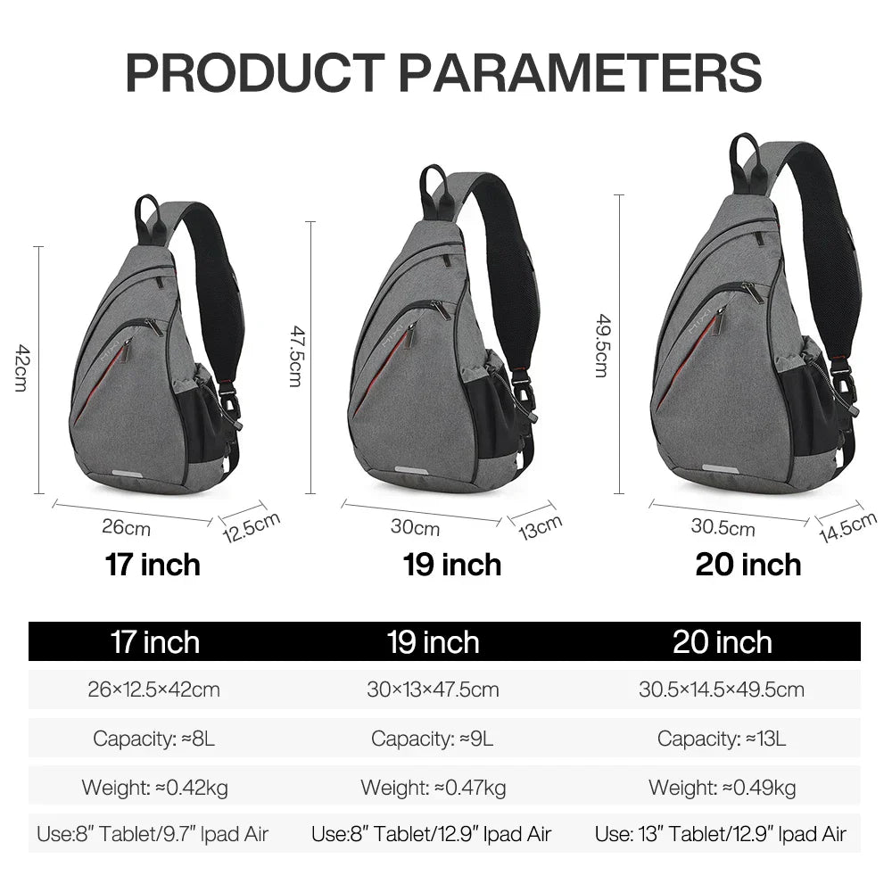 Men One Shoulder Backpack Women Sling Bag Crossbody USB Boys Cycling Sports Travel Versatile Fashion Bag Student School