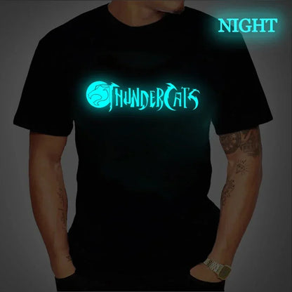Luminous T-shirt Mens Fashion Casual Short Sleeve Round Neck Tops Mens Clothing Hipster Glowing ThunderCat T-shirt