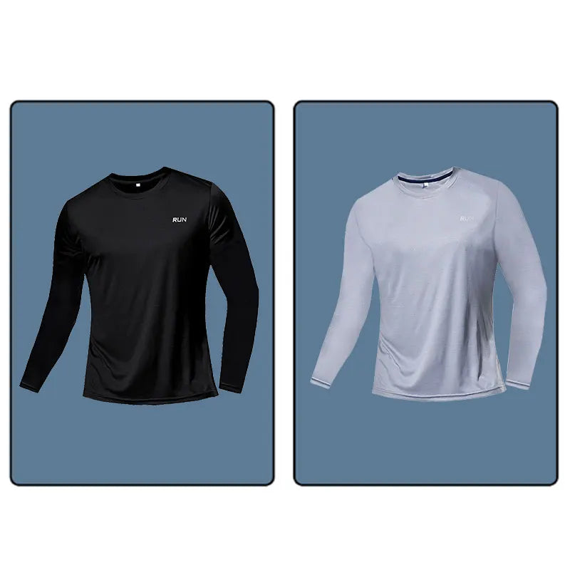 Men Long Sleeve Sport T-shirt Quick Dry Running Shirt Breathable Anti-sweat Top Gym T Shirt Men Fitness Gym Clothing Men 2023