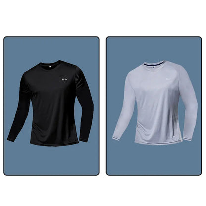 Men Long Sleeve Sport T-shirt Quick Dry Running Shirt Breathable Anti-sweat Top Gym T Shirt Men Fitness Gym Clothing Men 2023