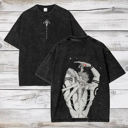 Gojo Satoru Jujutsu Kaisen Women Tshirt Washed Cotton T-shirt T Shirt Men Clothing Summer Short Sleeve Tees Streetwear