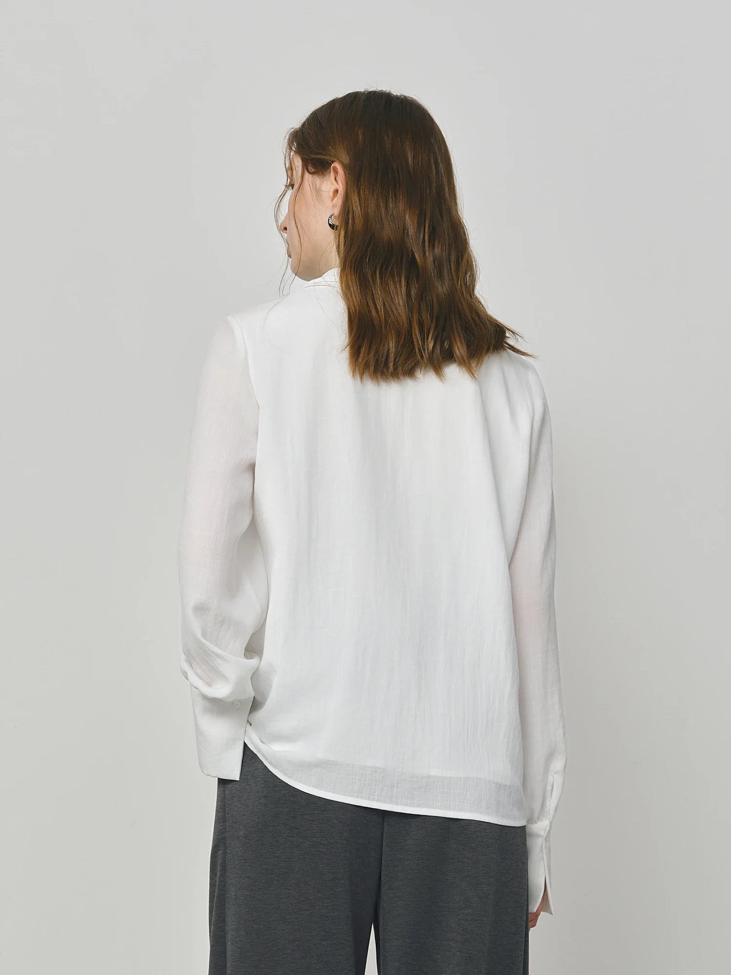 Autumn Elegant Blouse 2025 Asymmetric Flounce Shirt V-Neck Korean Style Chic Design Office Lady Women's Casual Shirt